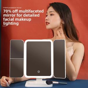 Smart LED Illuminated Folding Rotating Makeup Mirror