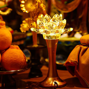HENANSHENGZHONG | Copper Crystal Lotus Lamp Buddhist Shrine Energy-saving Light