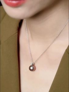 925 Silver Natural Freshwater Pearl Pendant Pink Necklace
