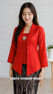 Kebaya (KUTUBARU) Polos Friendly Kancing Lengan Panjang / Atasan Wanita Kebaya Jumbo Size S-XXXXL / Baju Tradisional Kebaya Wisuda Hari Raya Natal