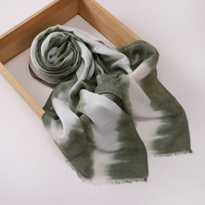 Muslim Tie-Dye Hijab Premium Headscarf Soft Breathable Hijab Women Gradient Cotton Viscose Modal Hijab