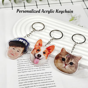 Personalised Pet Keychain Pendant Kitten Dog Photo Acrylic Keychain Cute Small Pendant Custom Souvenir