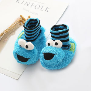 0-18M/รองเท้าหัดเดินพื้นนิ่มสำหรับเด็กทารกถุงเท้ากันลื่น Sesame Street รองเท้าพื้นสำหรับหัดเดินตาโตบิสกิตไอโม
