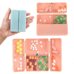 Daily Pill Organizer 7 Compartments Portable Travel Folding Tablets Case for Purse Pocket Vitamins Supplements Medication Holder