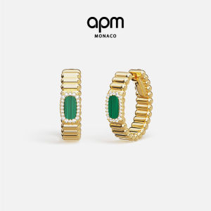 Gold and Emerald Circle Style Earrings