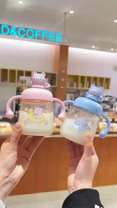 Gelas Botol Minum Anak Karakter Boneka Beruang 350ml / Botol Bayi Baby Training Cup dengan Sedotan dan Gagang kamimurah B 2387