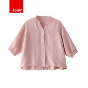 MiiOW | เสื้อเชิ้ตผ้าลินินหลวมๆ สำหรับผู้หญิง แขนยาว ปกโปโล สีพื้น ทรงหลวม ป้องกันแสงแดด ฤดูร้อน 2025 เสื้อผ้าทำงานลำลอง