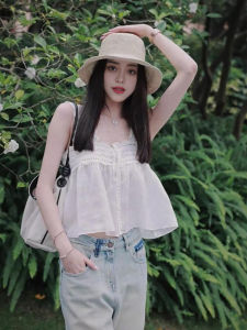 French Style White Sleeveless Strap Top Womens Summer New Exclusive Design High-End Sensation Unique Small Shirt