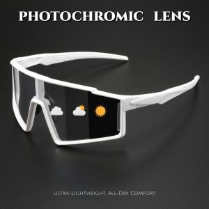 Oversized Wraparound Sports Sunglasses - Photochromic Lens Adjusts to Light UV400 for Cycling Fishing Daily & Travel