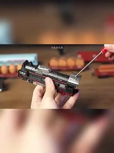 Vintage Electric Train Set with Realistic Lights Sounds Classic Steam Locomotive Railway Toy for Kids Interactive Play Gift