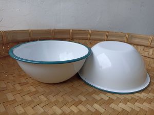 Mangkuk Putih Sedang 20 cm Enamel Bowl Deep 200 ml