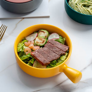 Baete Ceramic Bowl with Handle Nordic Style Home Kitchen Soup Salad Bowl Noodle Bowl