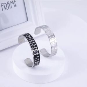 Viking Nordic Rune Magnetic Bangles Women Men Wiccan Amulet Stainless Steel Vintage Bangle Health Magnetic Bracelet Jewelry