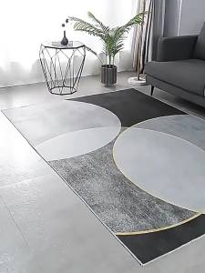 VIKAMA New minimalist luxury carpet suitable for high-end living room floor mats home bedroom bedside crystal velvet carpet.