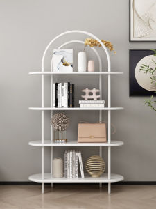 Modern Home Display Stand Multi-Layer Floor Shelf Bookcase Archistic Storage Rack Simple Design Metal Structure Density Board