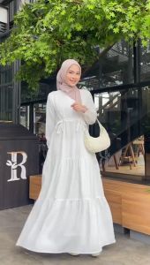 HAYNA Jennie Dress (Broken White) - Daily Dress Busui Friendly Korean Style Gamis Wanita Muslim