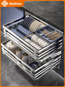 Double Layer Drawer Organizer Kitchen Cabinet Basket