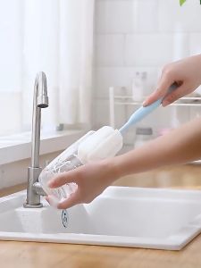 Media แปรงล้างแก้ว แปรงถ้วยหัวฟองน้ำด้ามยาว27.5cm แปรงทําความสะอาดขวดนม แปรงทำความสะอาดแก้วน้ำ