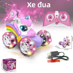Xe Điều Khiển Từ Xa RC Unicorn Dành Cho Bé Gái 2.4G Có Đèn LED Chức Năng Drift Đuổi Bắt Xoay Và Nhảy Quà Tặng Thú Vị Dành Cho Trẻ Từ 6 Tuổi Trở Lên
