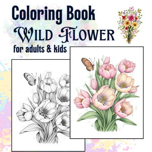 WILD FLOWER A5-size Coloring Book for Adult Stress Relief Floral Art Buku Mewarna Dewasa
