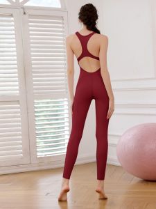 C.Cya Summer New Fit One-Piece Yoga Suit Air Yoga Fitness Back Beauty Jumpsuit Integrated Yoga Pants Nylon Material with Chest Pad