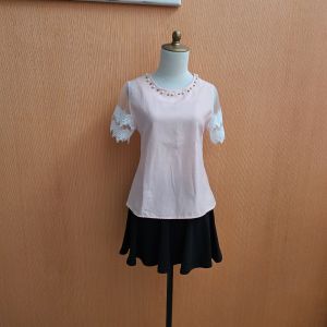 atasan wanita pink muda pastel salem S cewek MEWAH blouse lengan pendek cute
