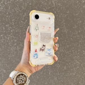Transparent Acrylic iPhone Case with Drip Glue Sticker Four Corner Airbag Anti-Fall Creative Snowman Design Apple Air Shell