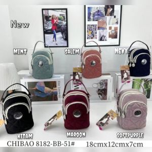 TAS HP WANITA CHIBAO BORDIR 2in1 Slempang Tenteng CB8182-BB 3Sleting