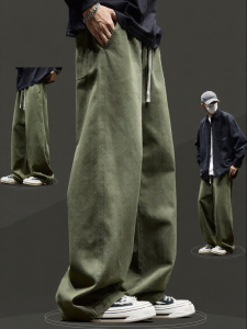 SZON | Vintage Pure Color Cotton Straight Leg Carpenter Pants