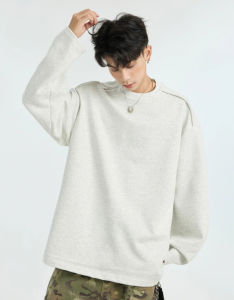 Áo Thun Nam Dài Tay Mùa Thu Dày Dặn Phong Cách Mỹ Thường Ngày Có Khóa Kéo Đa Năng Màu Trơn Lót Áo Cổ Tròn Cotton