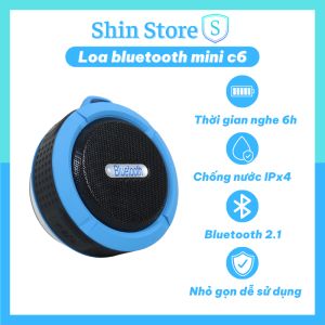 Loa bluetooth mini C6 Loa nghe nhạc cầm tay chống va đập có cao su hút sau loa -SHINSTORE