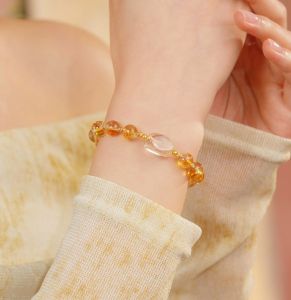 ZHOU LIU FU 周六福 24K Gold Citrine Bracelet for Women Wealth Happiness Jewelry 17cm J1715930