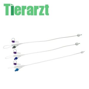 2025 Silicone Two-Way Foley Catheter With plastic Guide Wire With Luer Joint Soft Tube For Animals Veterinary Supplies 1PC