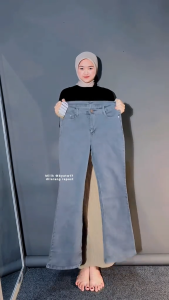 Celana Cutbray Jeans Wanita Kekinian - Celana Jeans Cutbray Highwaist Wanita Terbaru Pants Loose Stretch Denim Celana Panjang Wanita Regular Size - Lazada