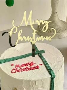 1pc Christmas English font acrylic cake decoration Christmas cake top decoration cake card Christmas party supplies