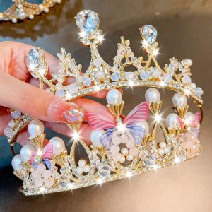 Princess Crown Hair Accessory Children's High-End Crystal Crown Birthday Gift Baby Girl Hair Clip Newborn Bride Headwear