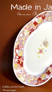 [Hàng Hiếm Japan 100% New] Hana Chirimen -  01 Chiếc Dĩa Oval Vẽ Hoa Gấm 26.5cm