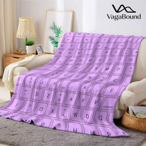 BILIBILI | Purple Keyboard Texture Flannel Blanket Warm Soft Halloween Christmas Decorative Couch Warm Cozy All-Season Gift