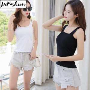 Singlet Women Korean Style Summer Slim Square Neck Camisole Casual Tops