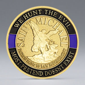 Blue Flag Commemorative Coin Military Challenge Coins Patron Saint Michael Creative Badge Collection Veteran Medal