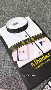 Jubah Saphire Muslims gamis Albadar Polyester Kombinasi lengan manset Motif keren Jubah Pria Dewasa