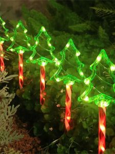 LED solar Christmas tree ground mounted lights suitable for courtyard and path atmosphere decoration lights set of 5 pieces