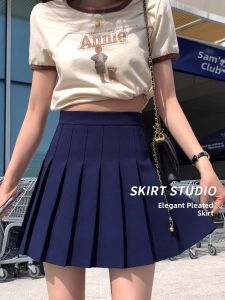 High Waist Pleated Skirt Womens Spring Summer New Style Thinming Korean Style Half Body Skirt Casual Polyester Fiber