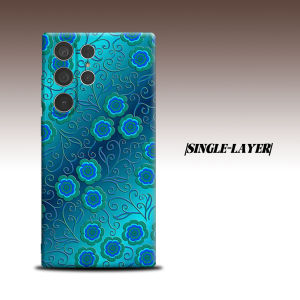 teal floral swirl For Samsung Galaxy S26 S25 S24 A56 A36 Dual Layer Luxury Fashion Full Lens Protective Case