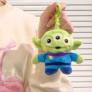 Cartoon Three Eyes Alien Keychain Pendant Cute Plush Doll Toy Kawaii Soft Stuffed Bag Charms Decorations for Couple Friends Gift