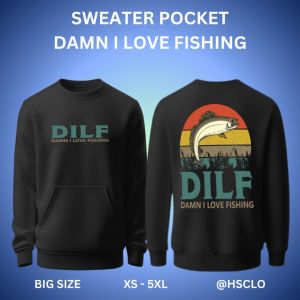 Hoodie Sweater Jumper HSCLO Damn I love Fishing Bahan Fleece Jaket Lengan Panjang Ukuran Jumbo Big Size XS S M L XL XXL 3XL 4XL 5XL
