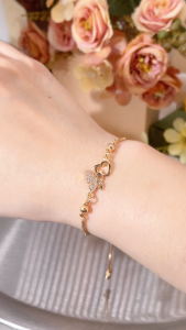 LANME JEWELRY Gelang Titanium Wanita Anti Karat kupu-kupu Emas 18K Gelang Serut Mewah Y736