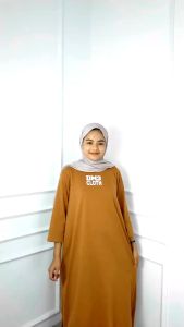 Midi Dress Terbaru 2024 DM3 Bahan Combed Apk Sablon Tunik Wanita Simple Lengan Panjang Ootd Hijab