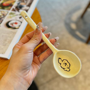 [Good-looking Recommend] Cute Ceramic Spoon Cream Style Home Ladle Ice Cream Dessert Spoon Breakfast Oatmeal Spoon