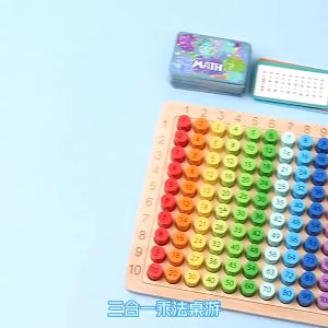 Wooden Math Multiplication Board Montessori Children Counting Toy with 1 to 10 Times Table for Kids Wooden Math Multiplication Board for Toddlers Kids Early Learning Educational Toys